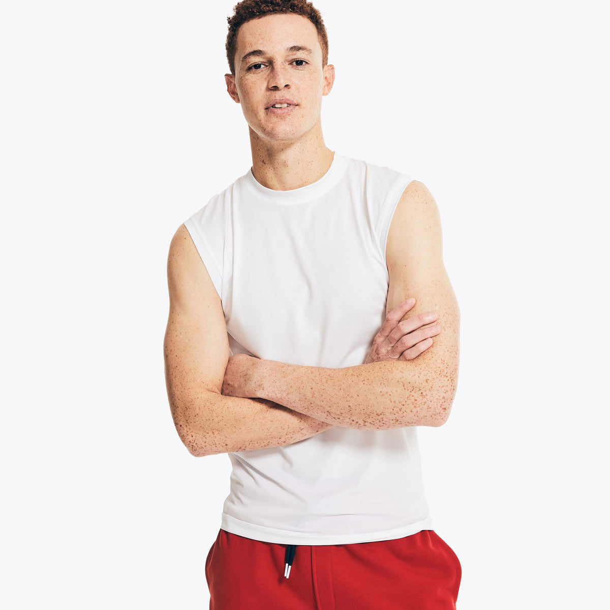 Nautica Men's Solid Muscle Tank Vanilla