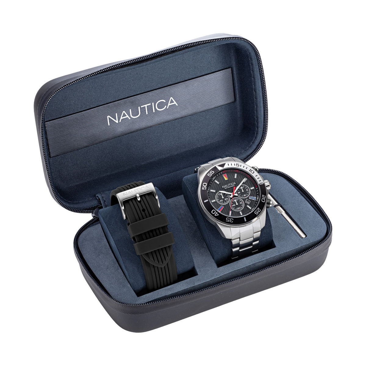 Nautica Men's Nautica One Recycled Stainless Steel And Silicone Watch Box Set Multi