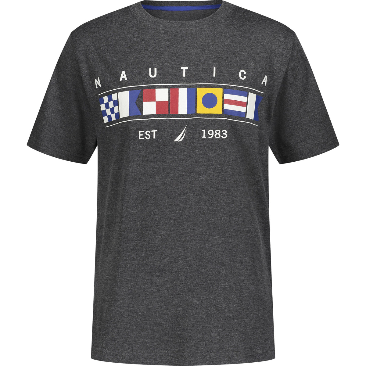 Nautica Little Boys' Flags Graphic T-Shirt Grey Heather
