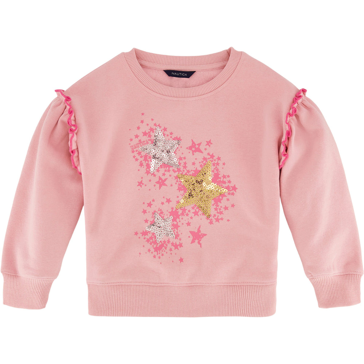 Nautica Toddler Girls' Fleece Star Sweatshirt (2T-4T) Bow Burgundy