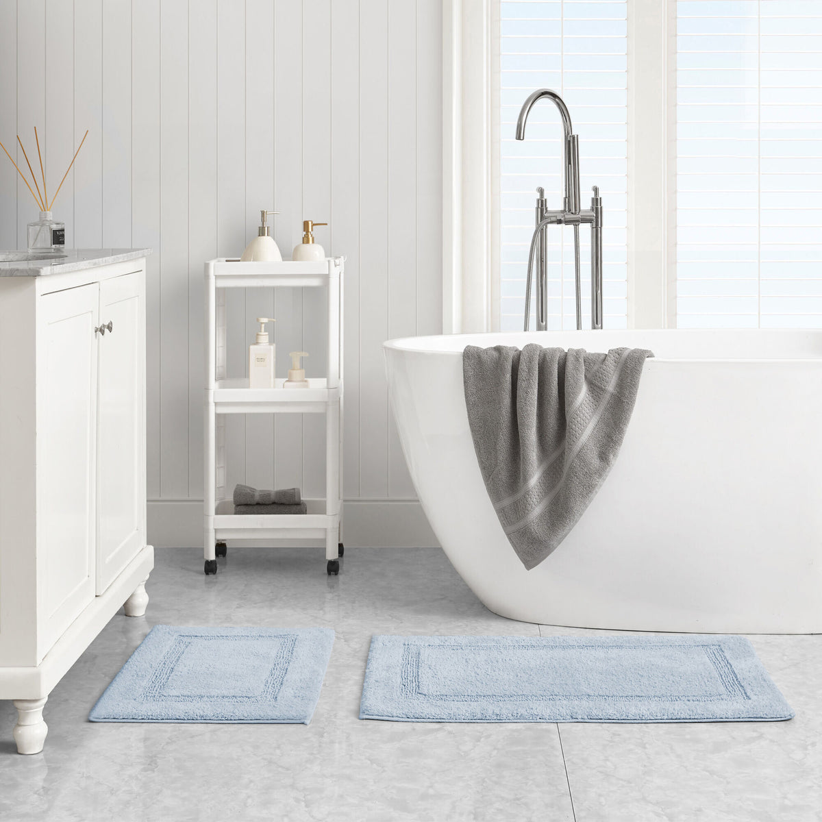 Nautica Peniston Blue Bath Rug Set Sea Mist