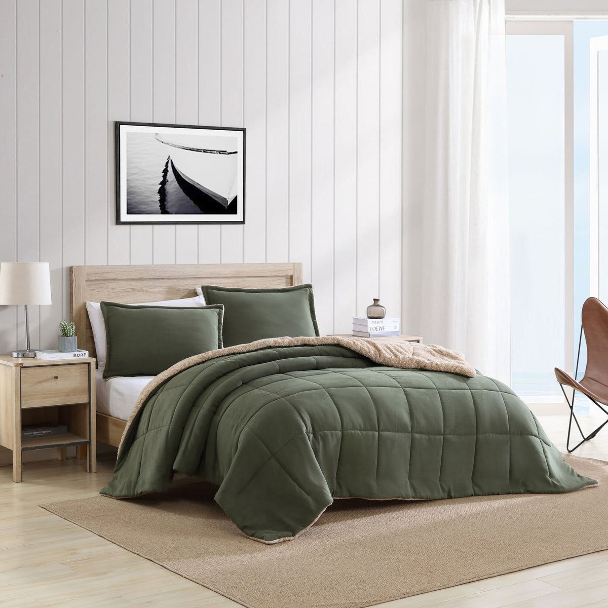 Nautica Beckett Green Full/queen Reversible Comforter & Sham Set Dark Hunter