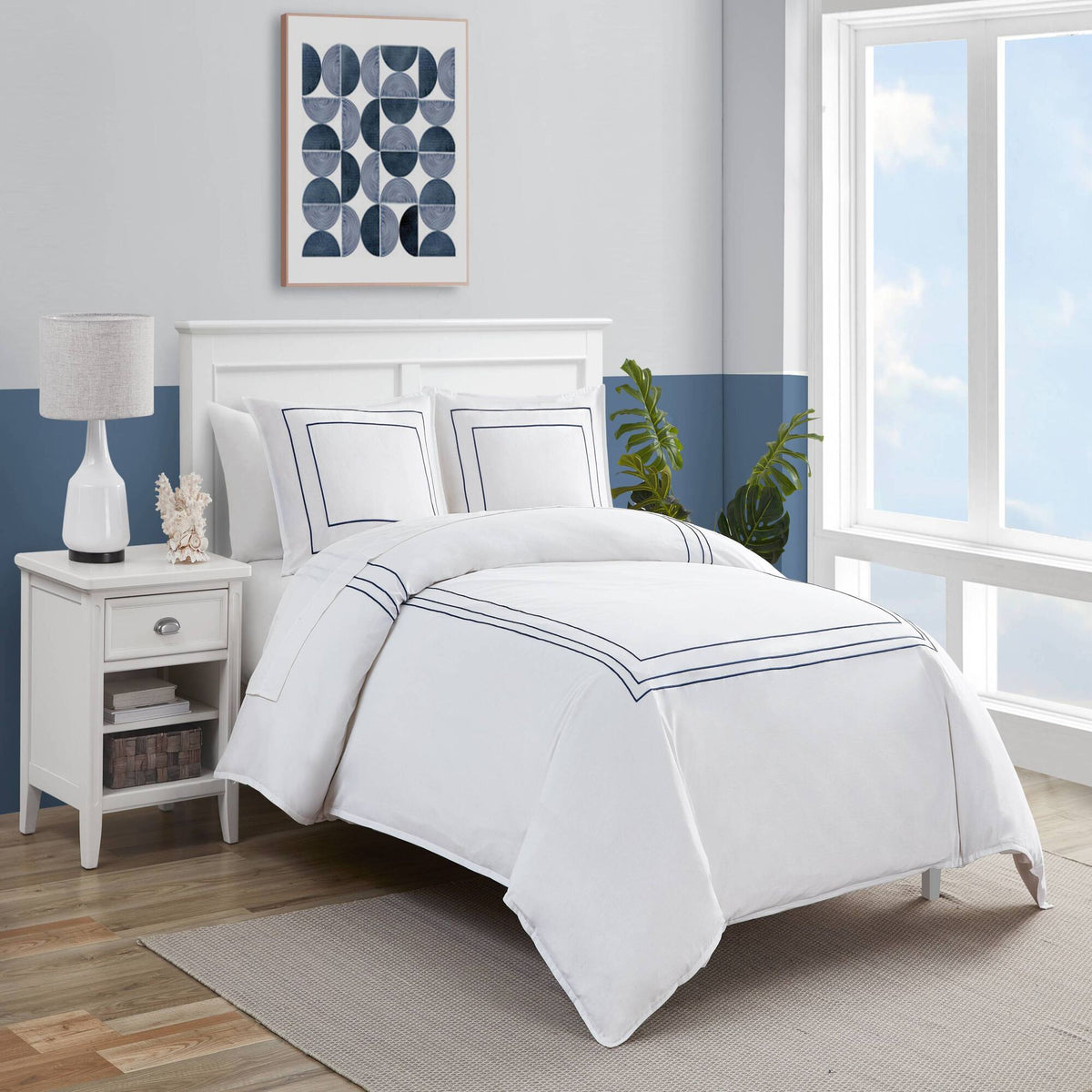 Nautica Alden Solid Full/queen Duvet Cover Set Snow White