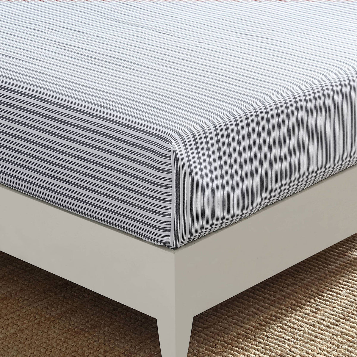 Nautica Coleridge Striped Charcoal Grey Twin Fitted Sheet Grey Heather