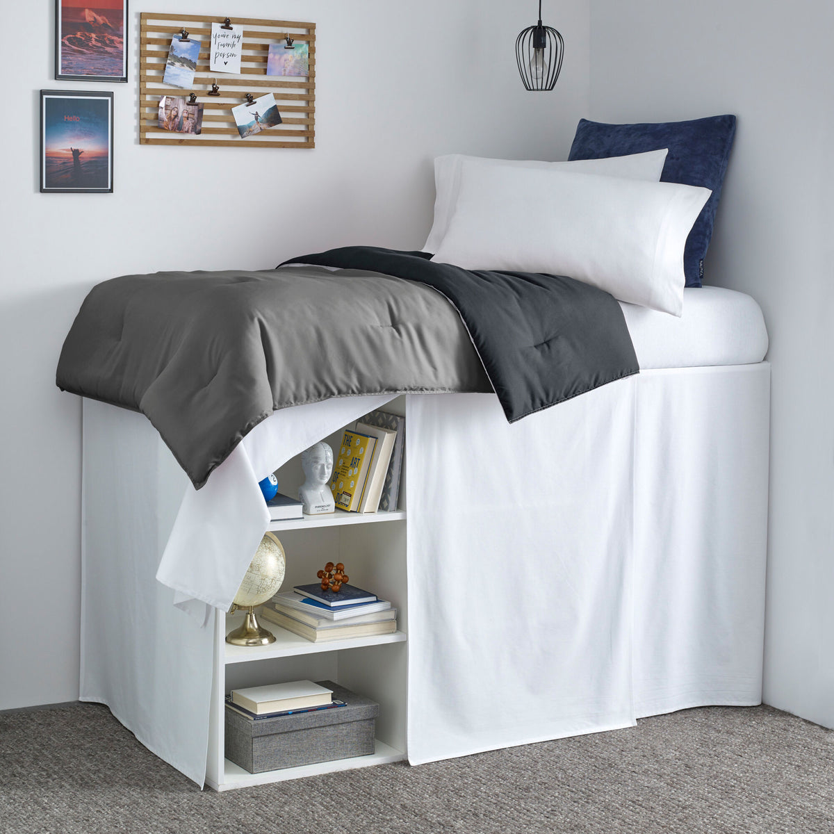Nautica Solid White Twin Xl Dorm Bedskirt Multi