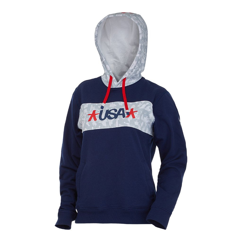 Spyder Haze USA Pride Hoodie Fleece Jacket Blue