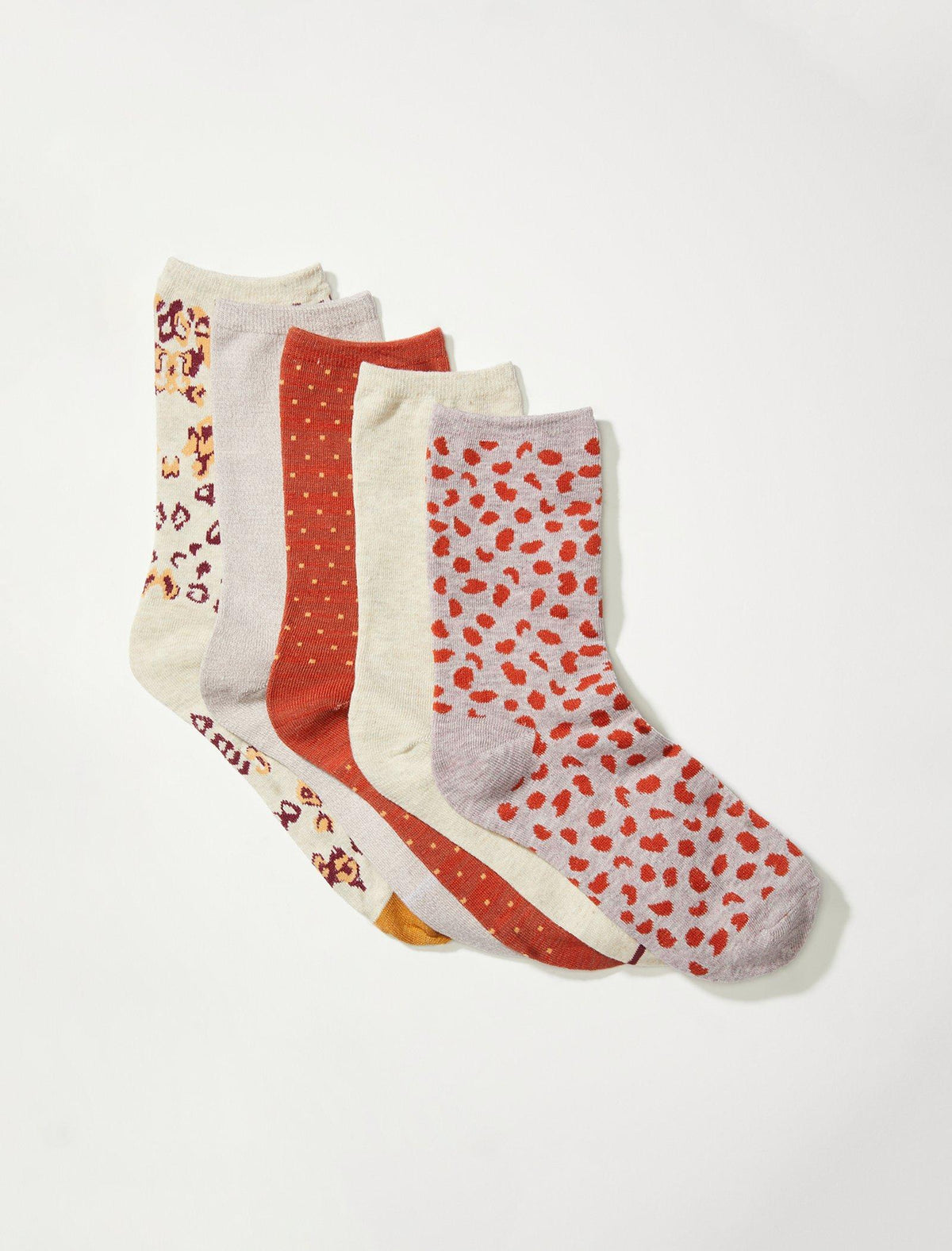 Lucky Brand 5Pack Leopard Print Crew Socks Open Overflow