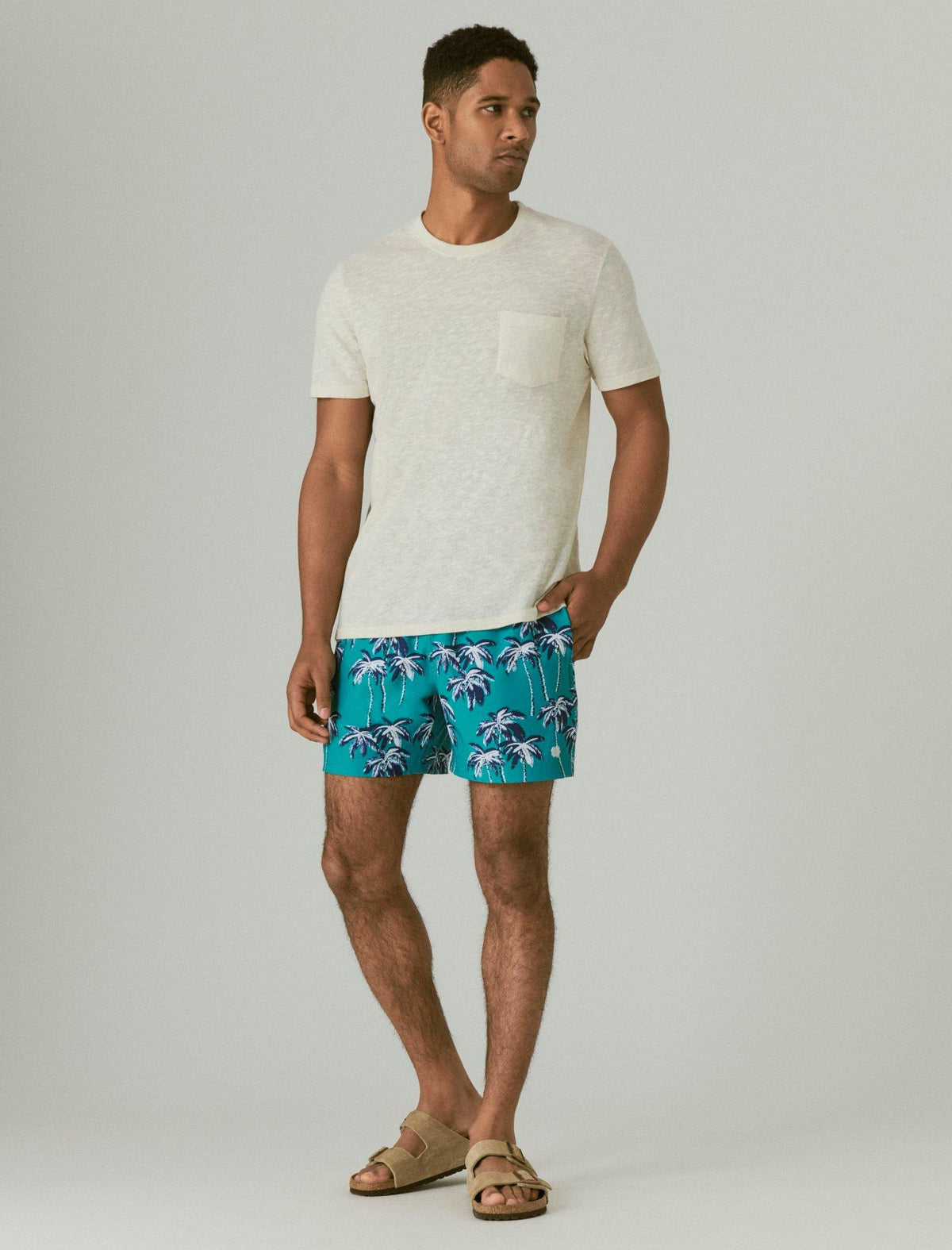 Lucky Brand 6" Stretch Swim Short Turquoise Print