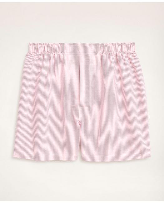 Brooks Brothers Men's Cotton Oxford Candy Stripe Boxers Red
