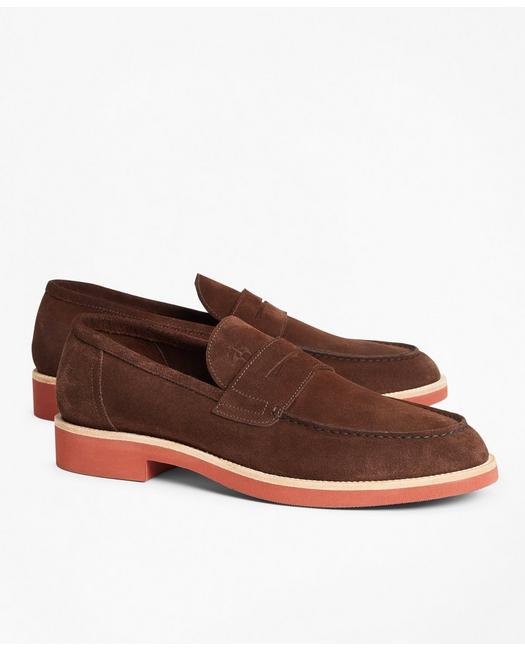 Brooks Brothers Men's Suede Penny Loafers Brown