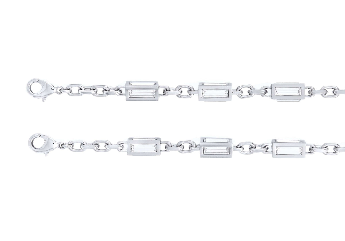 Judith Leiber Couture Baguette Crossbody Chain Silver
