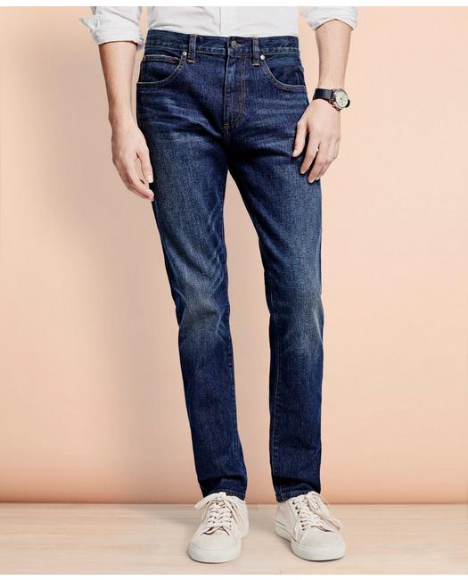 Brooks Brothers Men's 116 Slim Jeans Medium Wash