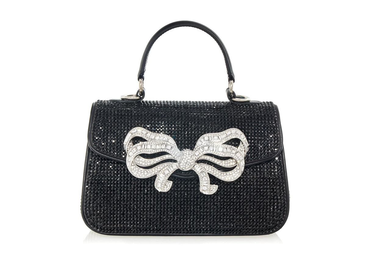 Judith Leiber Couture Judith Leiber Black Fullbead Bow Top Handle